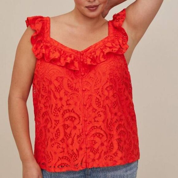 NWT Torrid Plus Size 2X 18-20 Lace Ruffle Cami Blouse Top - Picture 2 of 6
